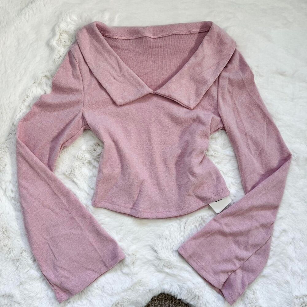 Dazy Women's Pink Collared Jumper